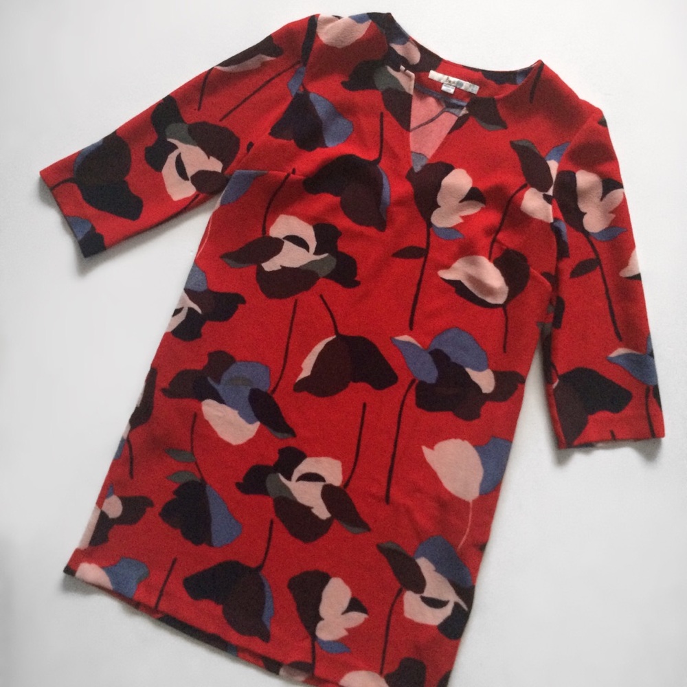 Boden Red V-Cut Floral Dress - Picture 1 of 6
